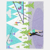 Retro Winter-Ski-Erholungsort-Fleece-Decke Fleecedecke (Vorderseite)