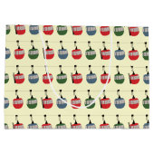 Retro Winter Ski Gondelbahn Skifahrer Creme Große Geschenktüte (Rückseite)