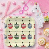 Retro Winter Ski Gondelbahn Skifahrer Creme Pappteller (Party)