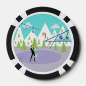 Retro Winter Ski Resort Poker Chip (Rückseite)