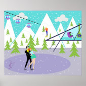 Retro Winter Ski Resort Poster (Vorne)