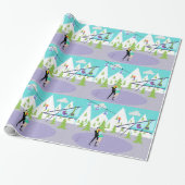 Retro Winter-Skiort-Packpapier Geschenkpapier (Ungerollt)