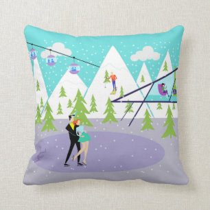 Retro Winter-Skiort-Wurfs-Kissen Kissen