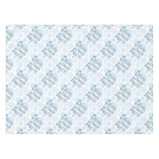 Retro Winter Snowflakes Funny SNOW VIEL SPASS Tischdecke (Vorderseite (Horizontal))