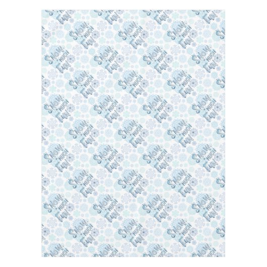 Retro Winter Snowflakes Funny SNOW VIEL SPASS Tischdecke (Vorderseite)