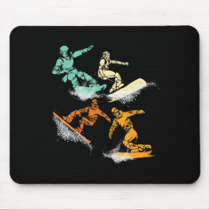 Retro Winter Sport Snowboarder Snowboarder Snowbo Mousepad
