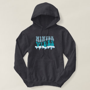 Retro Winter Vibes Wellige Eisblaue Kapuzenjacke Hoodie