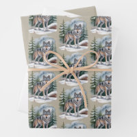 Retro-Winter-Wolf-Aquarell 90er-Wildnis Natur