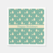 Retro Winterbaume auf Türkis mit Textband Serviette (Vorderseite)