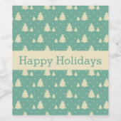 Retro Winterbaume auf Türkis mit Textband Weinetikett (Einzelnes Label)