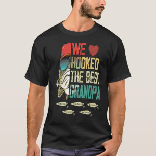 Retro Wir Liebe Hookote der beste Großvater Fische T-Shirt
