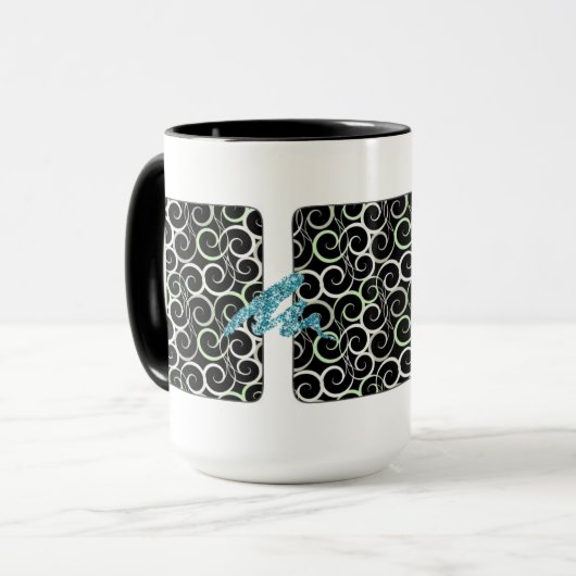 RETRO WIRBEL DESIGNER KAFFEE TASSE (Vorderseite Links)