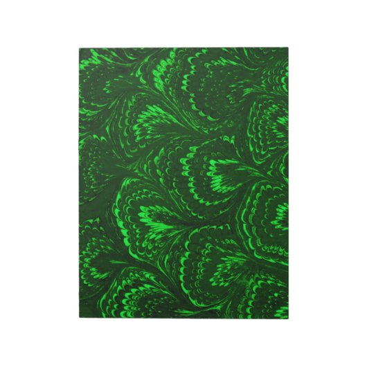 Retro-Wirbel Emerald Green Notepad Notizblock (Rotiert)