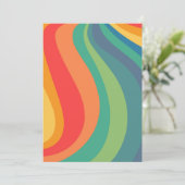 Retro-Wirbel farbiger 60er Einladung (Stehend Vorderseite)