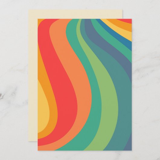 Retro-Wirbel farbiger 60er Einladung (Vorne/Hinten)