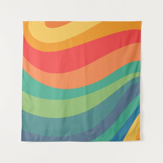 Retro-Wirbel farbiger 60er Wandteppich (Vorderseite (Horizontal))