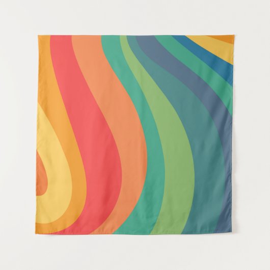 Retro-Wirbel farbiger 60er Wandteppich (Vorderseite)