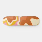 Retro Wirbel Geometric Boho 70er Peach & Brown Skateboard (Horizontal)