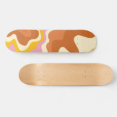 Retro Wirbel Geometric Boho 70er Peach & Brown Skateboard (Horizontal)
