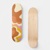 Retro Wirbel Geometric Boho 70er Peach & Brown Skateboard (Vorderseite)