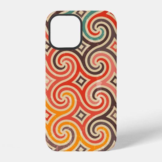 Retro-Wirbel-Illustrationsmuster iPhone Hülle (Rückseite)