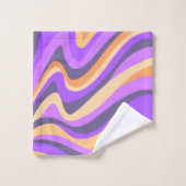 Retro-Wirbel - lila & orange Badhandtuch Set (Waschlappen)