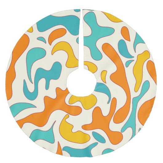 Retro-Wirbel: Vintages Blumenmuster Polyester Weihnachtsbaumdecke (Vorderseite)