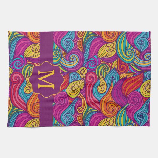 Retro-Wirbles Schmuckmuster Geschirrtuch (Horizontal)