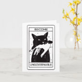 Retro wird unregierbar schwarze Katze beißen Hand  Karte (Gelbe Blume)