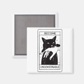 Retro wird unregierbar schwarze Katze beißen Hand Magnet (Vorderseite/Rückseite)