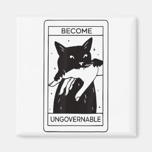 Retro wird unregierbar schwarze Katze beißen Hand Magnet