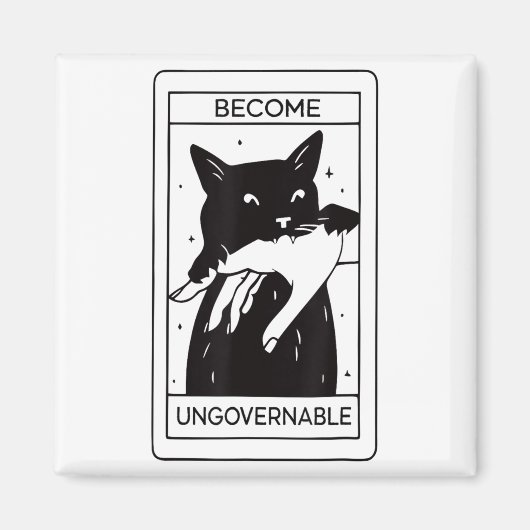 Retro wird unregierbar schwarze Katze beißen Hand Magnet (Vorne)