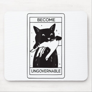 Retro wird unregierbar schwarze Katze beißen Hand  Mousepad