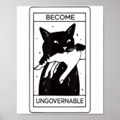 Retro wird unregierbar schwarze Katze beißen Hand  Poster (Vorne)