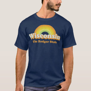 Retro Wisconsin Vintage 70er Regenbogen Design T-Shirt