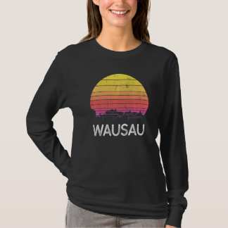 Retro Wisconsin Wausau Skyline Vintage Urban Build T-Shirt