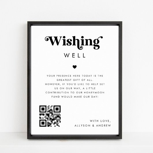 Retro Wishing Well Honeymoon Fund Wedding Poster