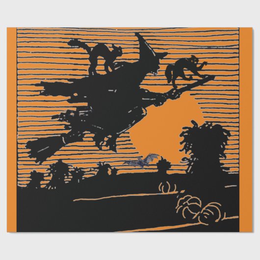 RETRO WITCH AUF EINEM HALBZIMMER-Wrackpapier Geschenkpapier (Flach)