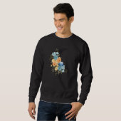 Retro with moon and flowers and blue roses sweatshirt (Vorne ganz)