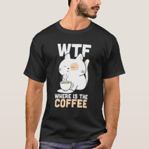 Retro Wo ist der Kaffee   Katze Kätzchen trinkt Co T-Shirt