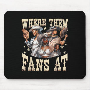 Retro, wo sie im Melanin-Cowgirls-Land fächern Mousepad