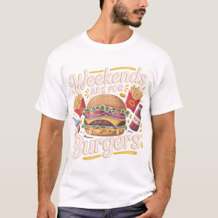 Retro-Wochenende-Burger-Liebhaber-Typografie-Desig T-Shirt