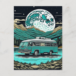 Retro Wohnmobil Teal im Gebirge Postkarte