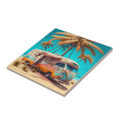 Retro-Wohnmobil und Palmen Fliese (Seite)