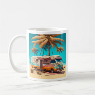 Retro-Wohnmobil und Palmen Kaffeetasse