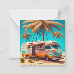 Retro-Wohnmobil und Palmen Mitteilungskarte
