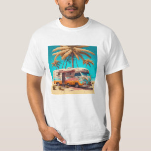Retro-Wohnmobil und Palmen T-Shirt