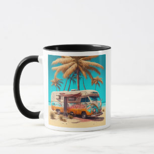 Retro-Wohnmobil und Palmen Tasse