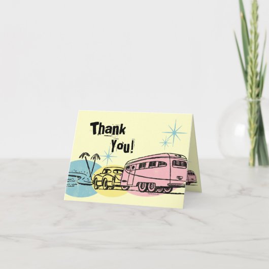 Retro-Wohnwagen gerade angehängt Danke (Vorderseite)