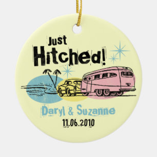 Retro-Wohnwagen-Ornament mit persönlicher Note 'Ge Keramikornament